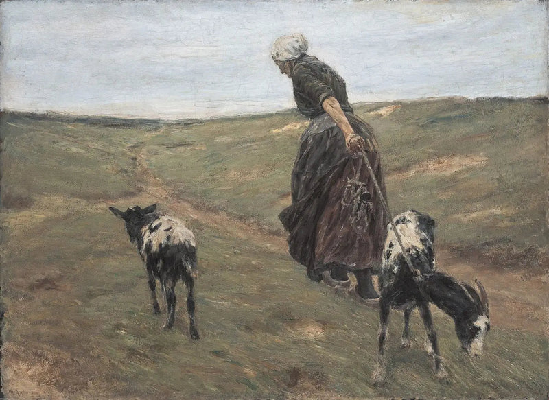 Frau mit Ziegen in den Dünen - Max Liebermann