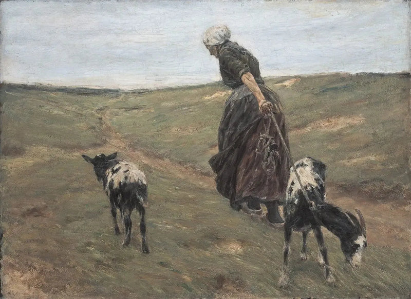 Frau mit Ziegen in den Dünen - Max Liebermann