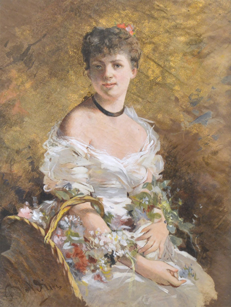 Frau mit Blumen - Giovanni Boldini