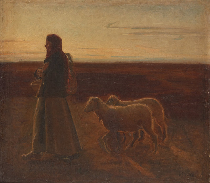 Frau mit Schaf - Michael Peter Ancher