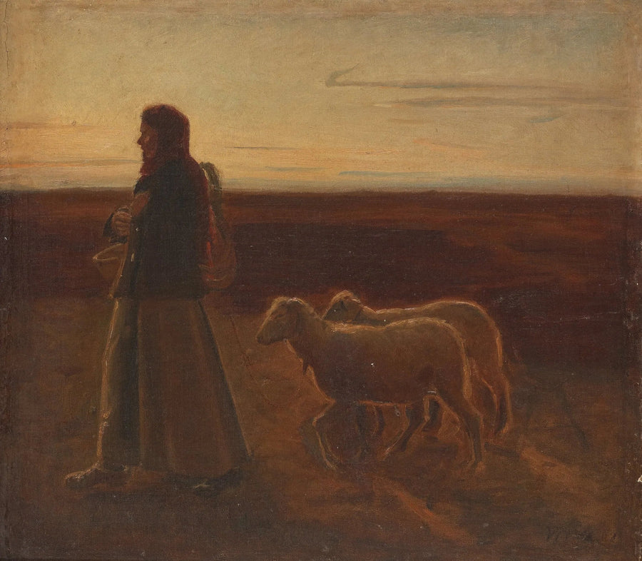 Frau mit Schaf - Michael Peter Ancher