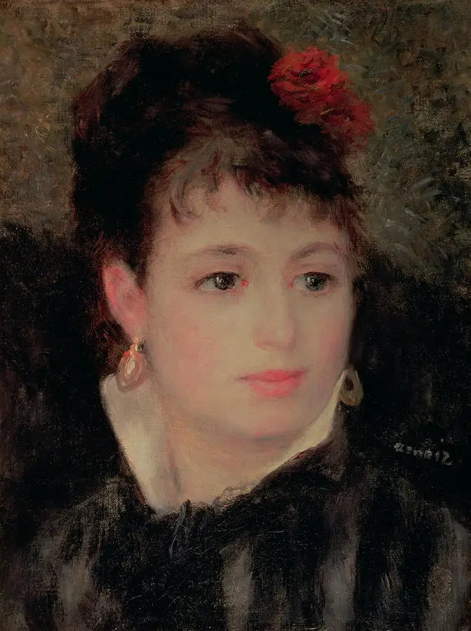 Frau mit einer Rose im Haar - Pierre-Auguste Renoir