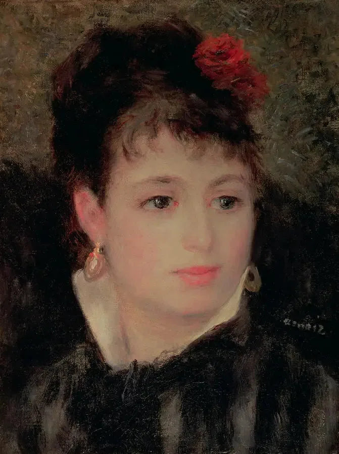 Frau mit einer Rose im Haar - Pierre-Auguste Renoir