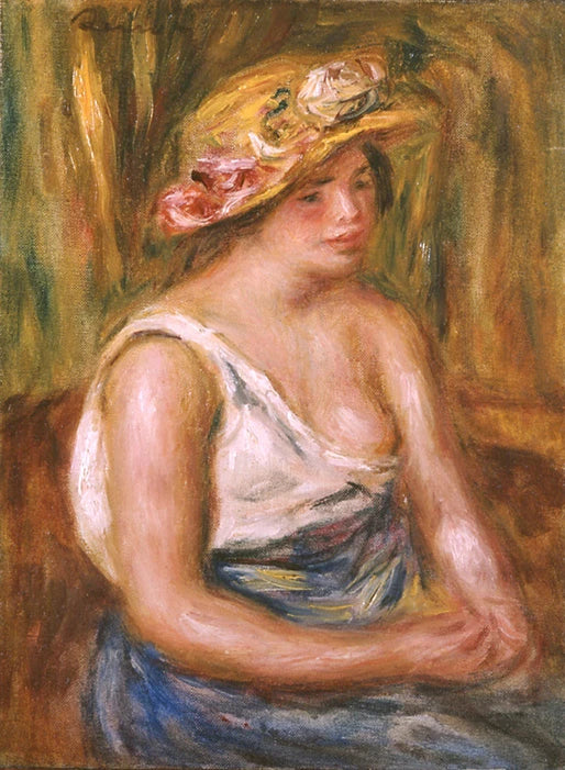Frau mit Strohhut - Pierre-Auguste Renoir