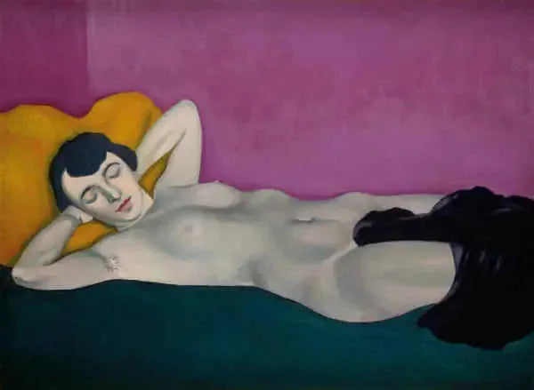 Frau liegend auf lila Hintergrund - Félix Vallotton