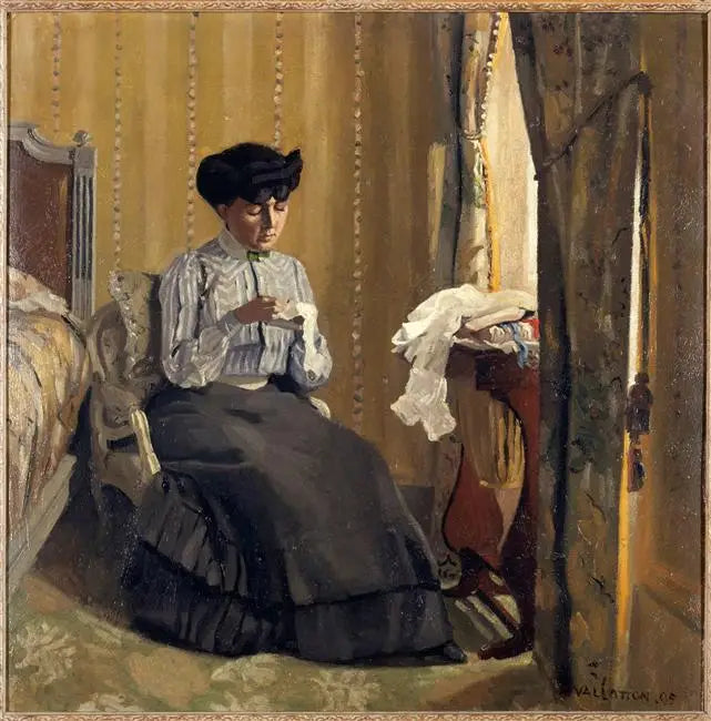 Frau kocht in einem Interieur - Félix Vallotton