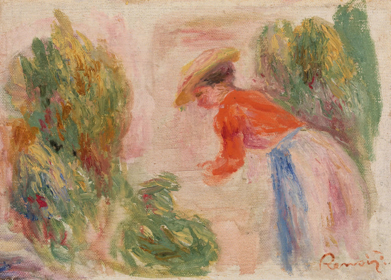 Frau, die Blumen pflückt (Frau, die Blumen pflückt) - Pierre-Auguste Renoir