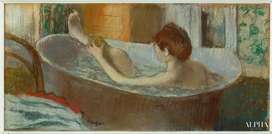 Femme dans son bain s'épongeant la jambe - Edgar Degas - Reproductions de tableaux et peintures haut de gamme