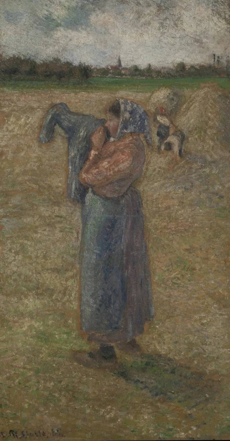 Frau auf einem Feld - Camille Pissarro