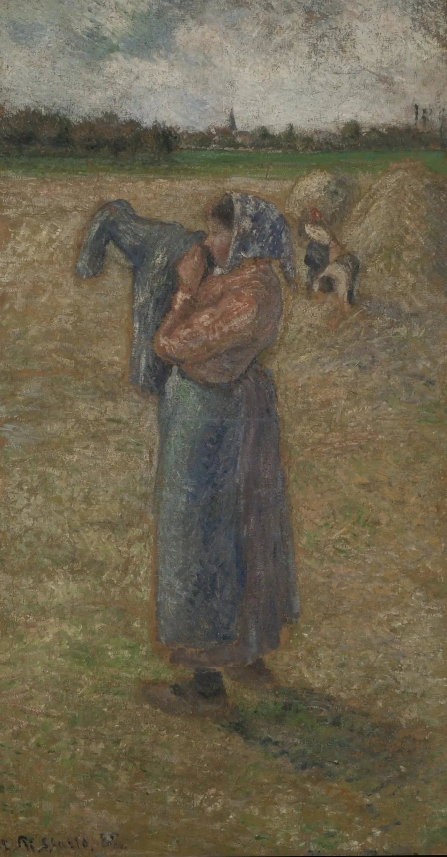 Frau auf einem Feld - Camille Pissarro