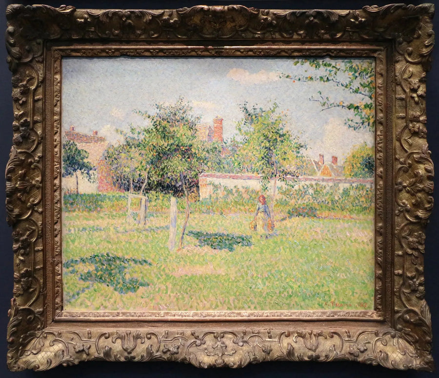 Frau in einem Garten, Frühlingssonne auf der Wiese in Éragny - Camille Pissarro