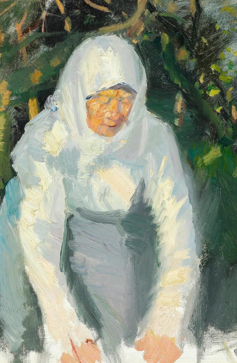 Frau aus Skagen mit weißem Kopftuch. – Anna Ancher
