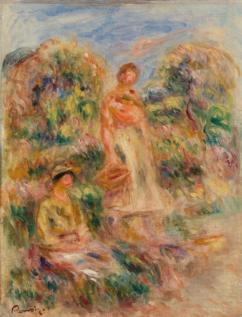 Stehende Frau und sitzende Frau in einer Landschaft - Pierre-Auguste Renoir