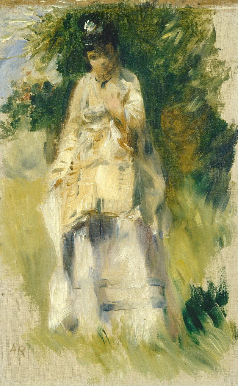 Frau steht neben einem Baum - Pierre-Auguste Renoir