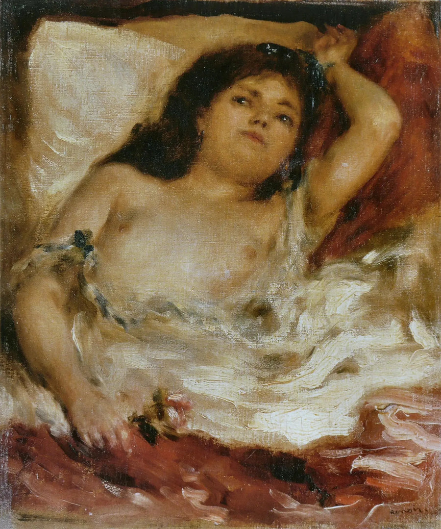 Halb nackte liegende Frau: die Rose - Pierre-Auguste Renoir