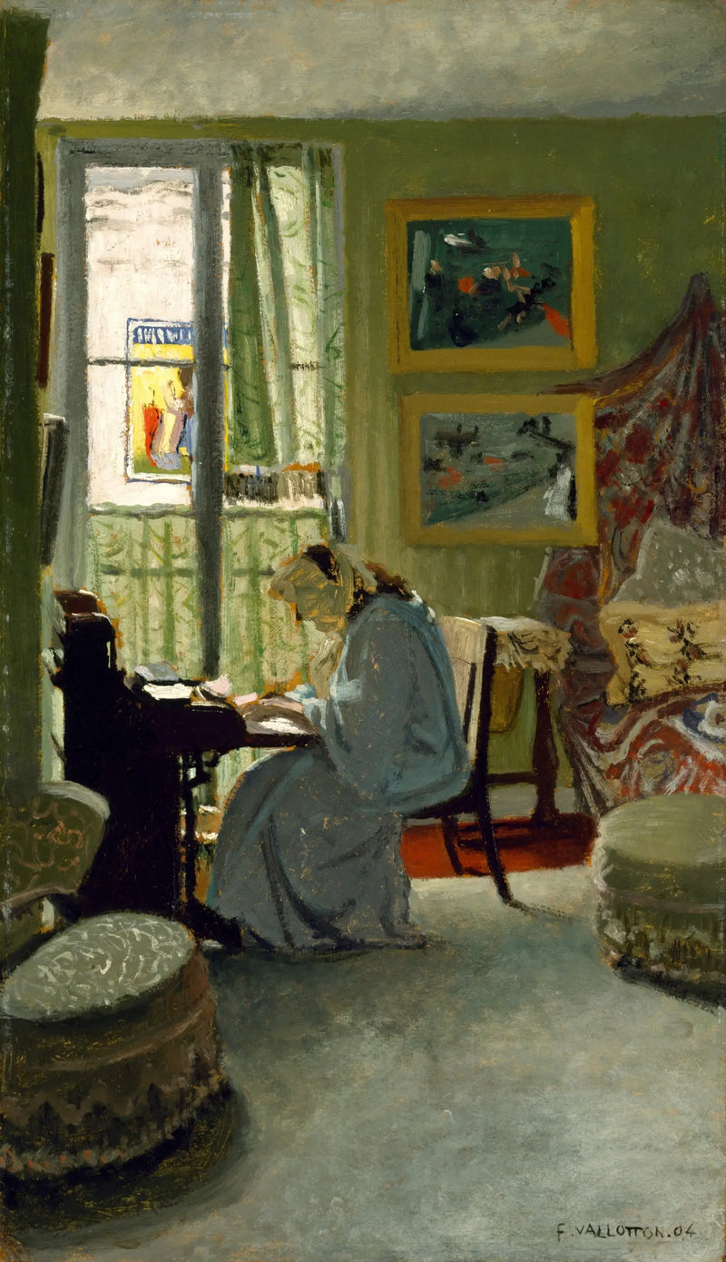 Frau schreibt in einem Interieur - Félix Vallotton