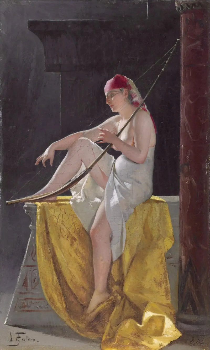 Ägyptische Frau mit einer Harfe - Luis Ricardo Falero