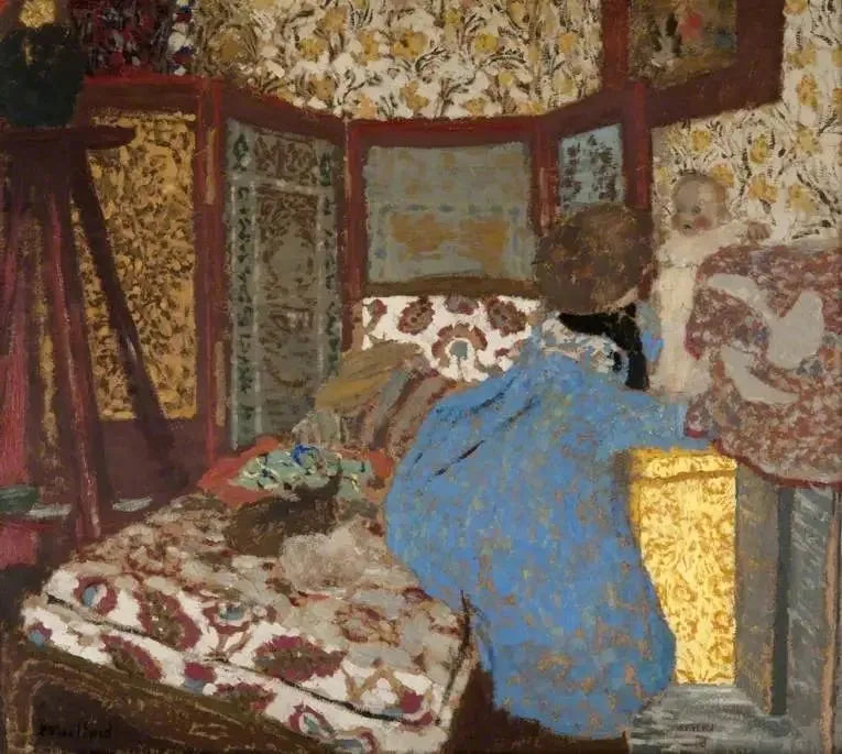 Frau in Blau mit einem Kind - Édouard Vuillard