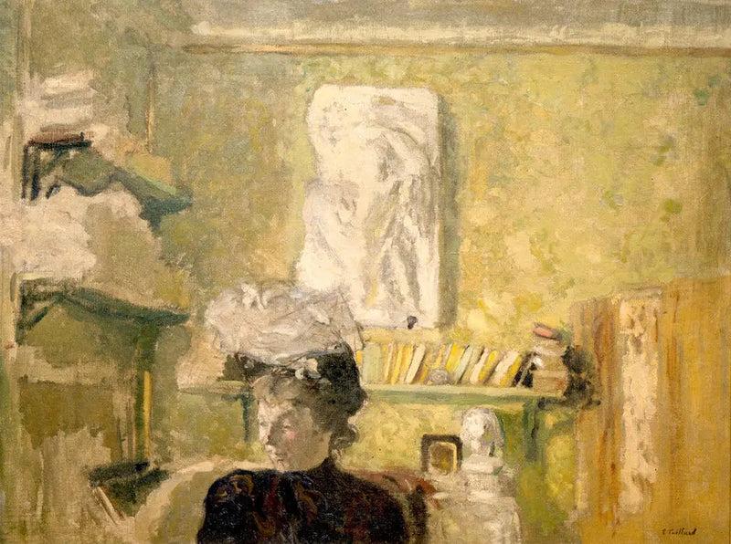 Frau mit Hut vor einem Basrelief - Édouard Vuillard