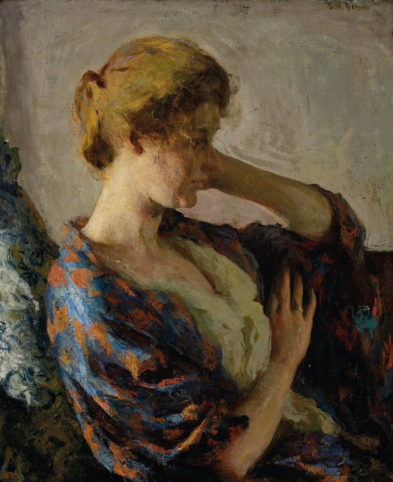 Frau im blauen Kimono - Frank Weston Benson