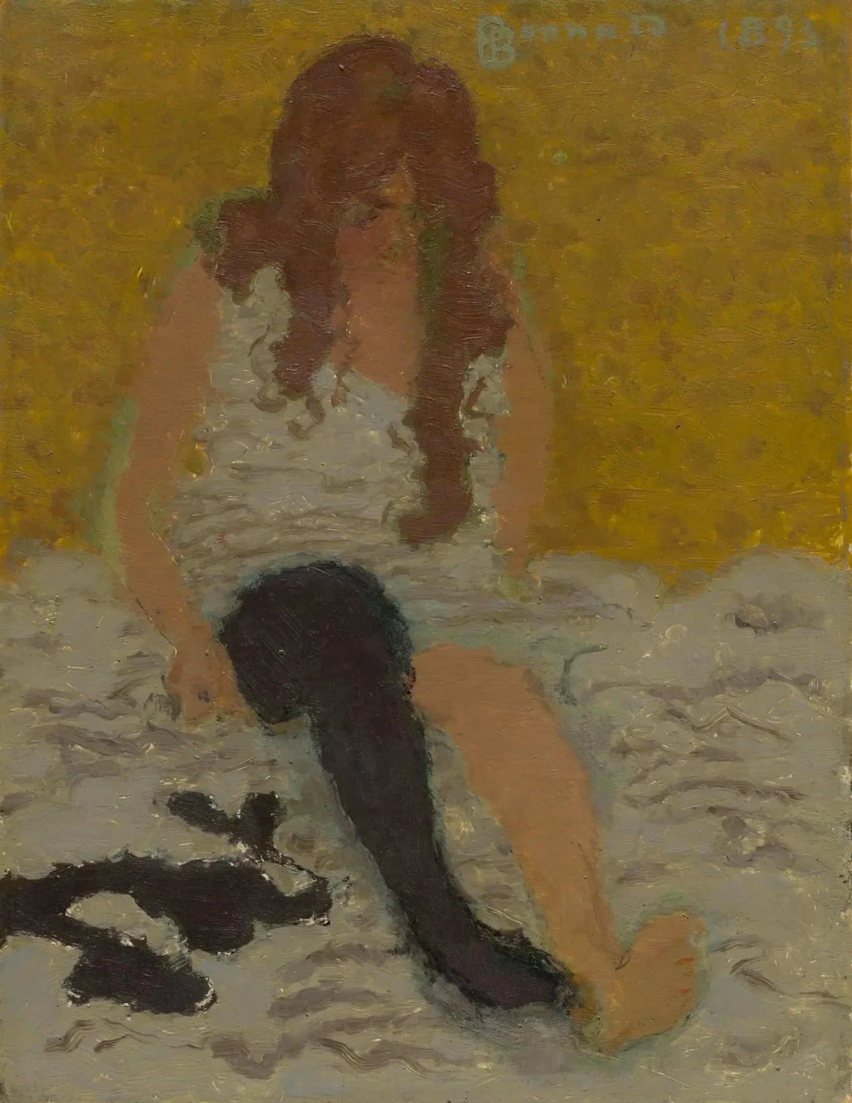 Femme enfilant ses bas - Pierre Bonnard image 1 reproduction de peinture à l’huile