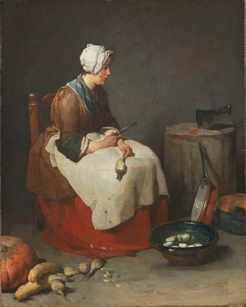 Frau schält Steckrüben - Jean Siméon Chardin