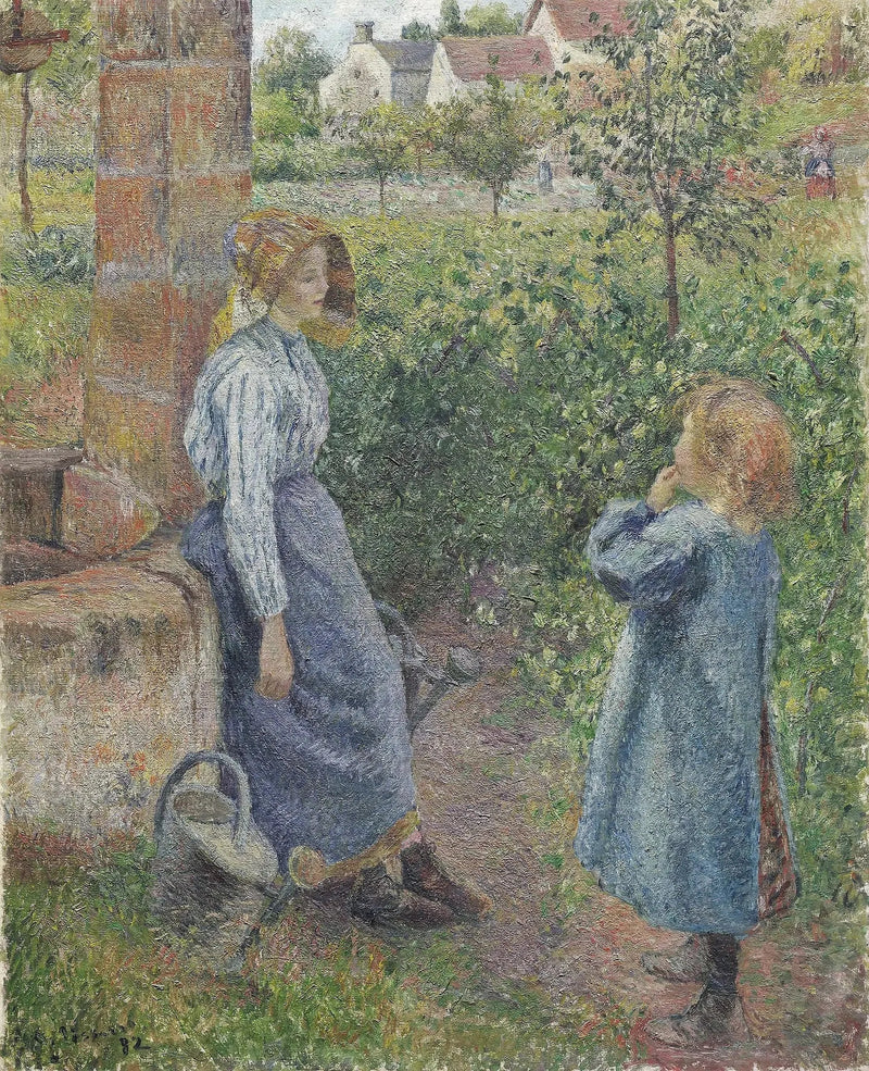 Frau und Kind am Brunnen - Camille Pissarro
