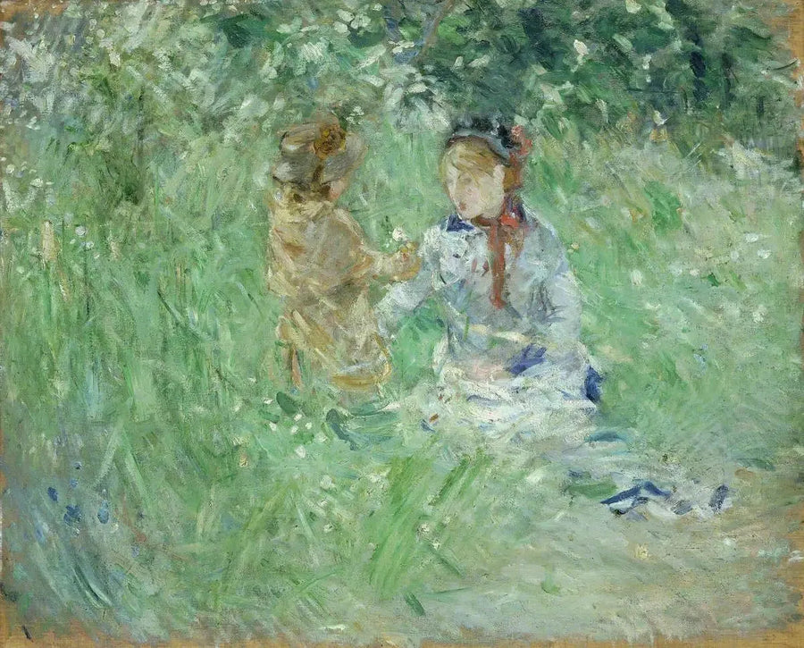 Frau und Kind auf einer Wiese in Bougival - Berthe Morisot