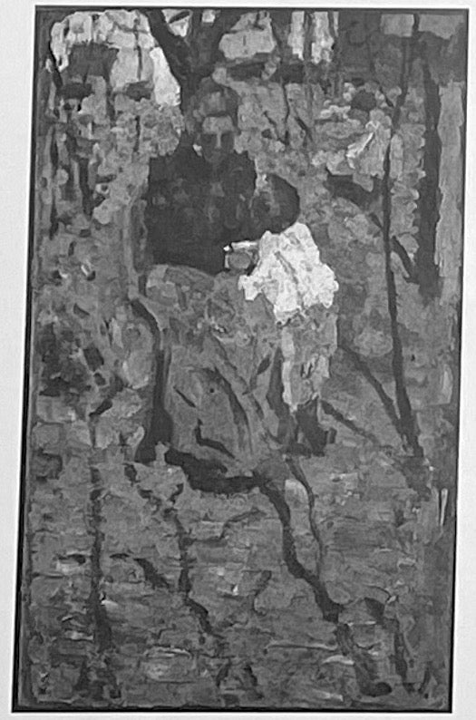 Frau und Kind (Vorderseite) / Skizze einer Landschaft mit Kirche (Rückseite) - Kazimir Malevich