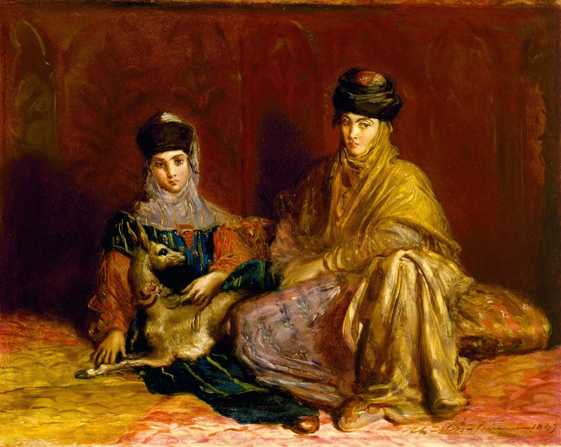 Frau und kleines Mädchen von Konstantin mit einer Gazelle - Théodore Chassériau