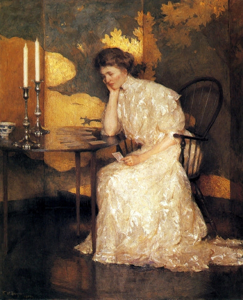 Femme jouant à la réussite - Frank Weston Benson image 1 reproduction artisanale de tableau