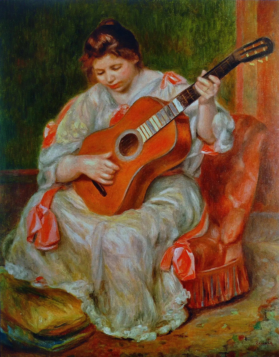 Frau, die Gitarre spielt - Pierre-Auguste Renoir