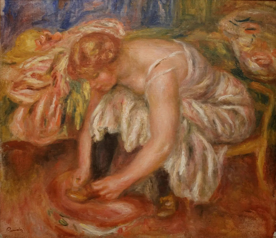 Frau, die ihre Schuhe bindet - Pierre-Auguste Renoir