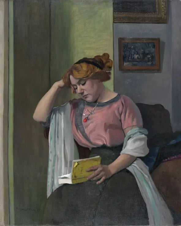 Frau liest in einem Interieur - Félix Vallotton