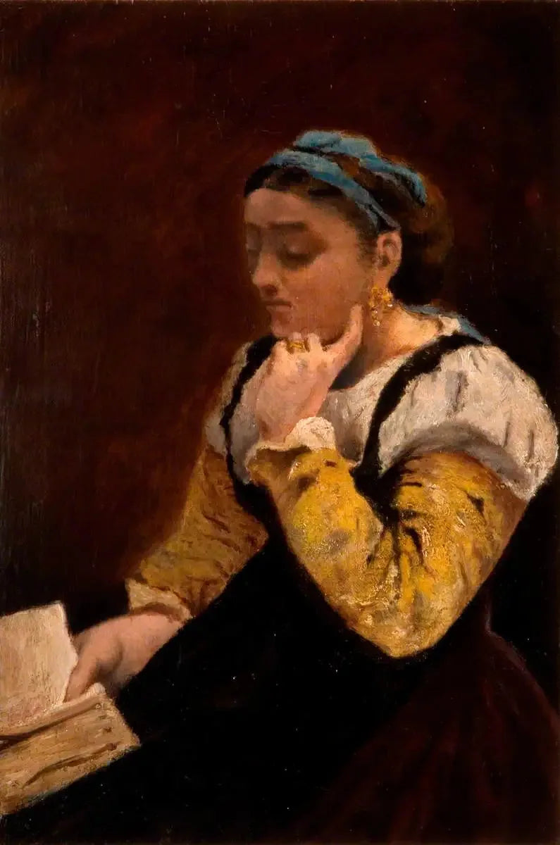 Frau liest - Jean-Baptiste Camille Corot