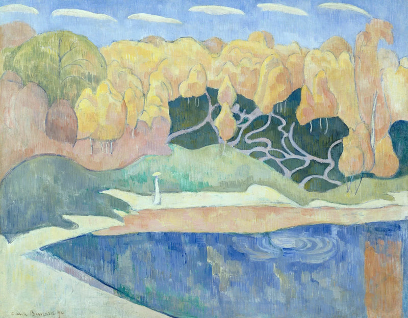 Frau, die am Ufer des Aven entlanggeht - Émile Bernard