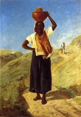 Femme Noire portant une cruche sur la tête - Camille Pissarro image 1 tableau peint à l’huile sur toile
