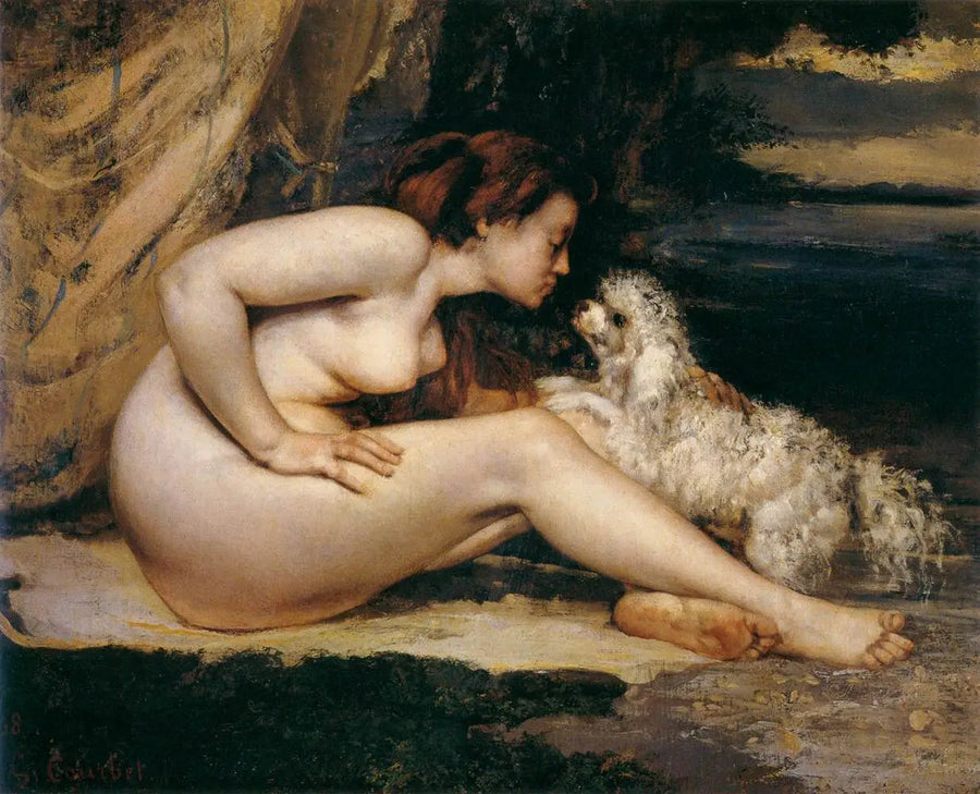 Nackte Frau mit Hund - Gustave Courbet