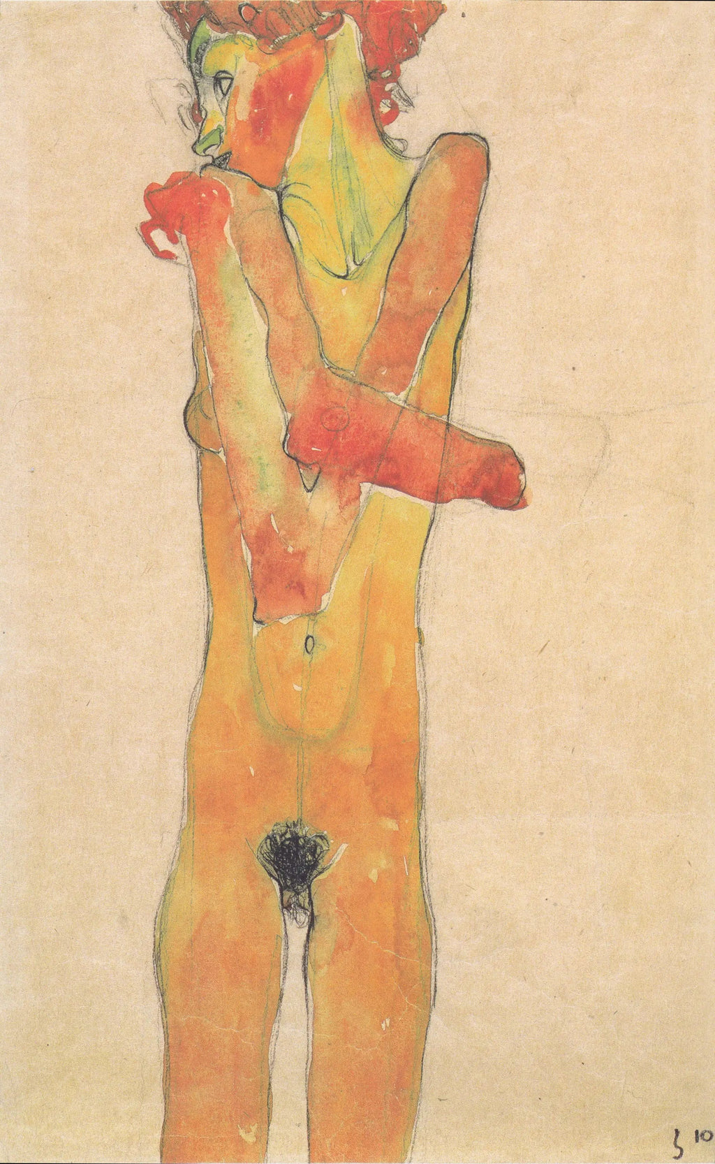 Femme nue debout avec les bras croisés - Egon Schiele image 1 copie de tableau peinte à la main