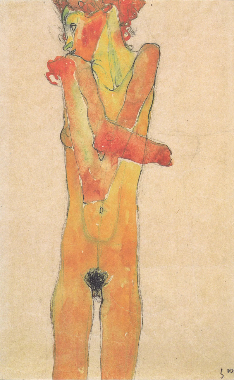 Stehende nackte Frau mit verschränkten Armen - Egon Schiele