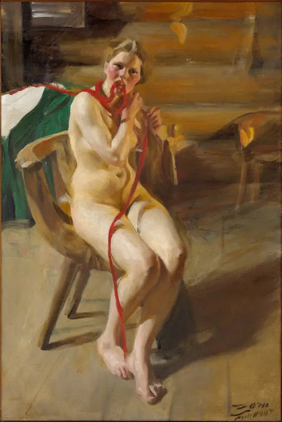 Nackte Frau, die sich die Haare kämmt - Anders Zorn
