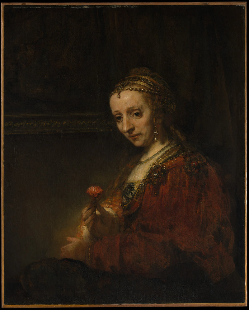 Frau mit einer Rose - Rembrandt