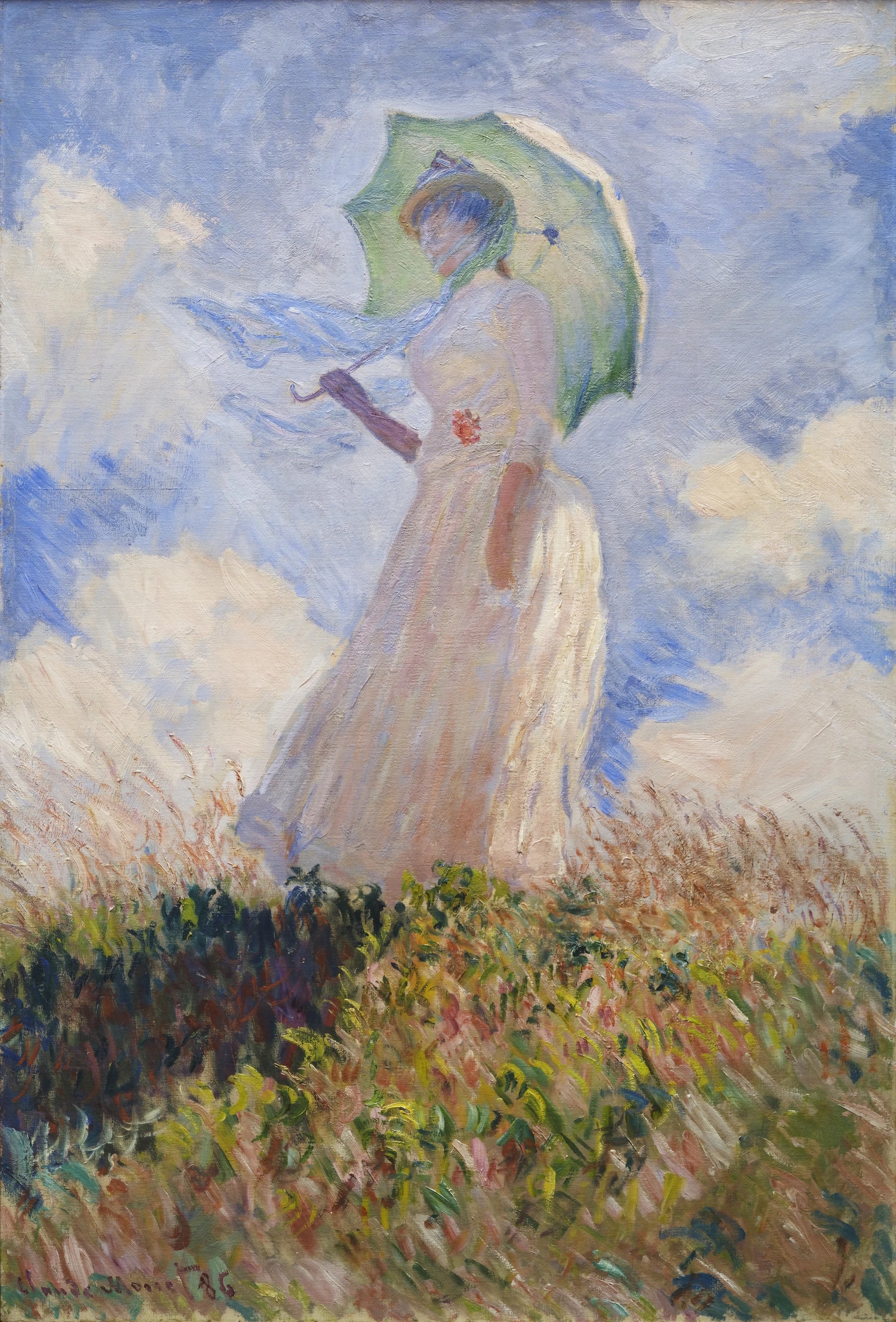 Femme à l’ombrelle tournée vers la gauche W1077 par Claude Monet, musée d’Orsay