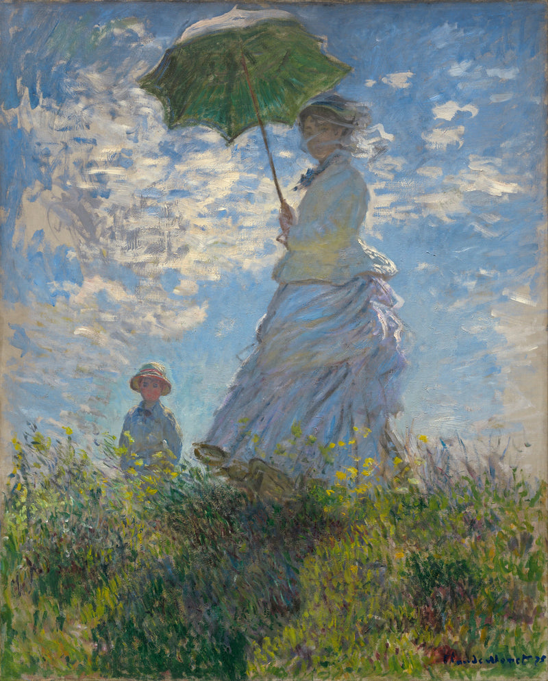 Die Frau mit dem Regenschirm, Madame Monet und ihr Sohn W381 - Claude Monet