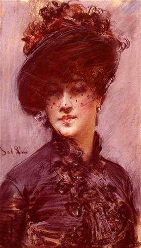 Frau mit schwarzem Hut und Schleier - Giovanni Boldini