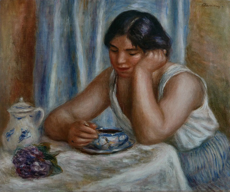 Frau, die Schokolade nimmt - Pierre-Auguste Renoir