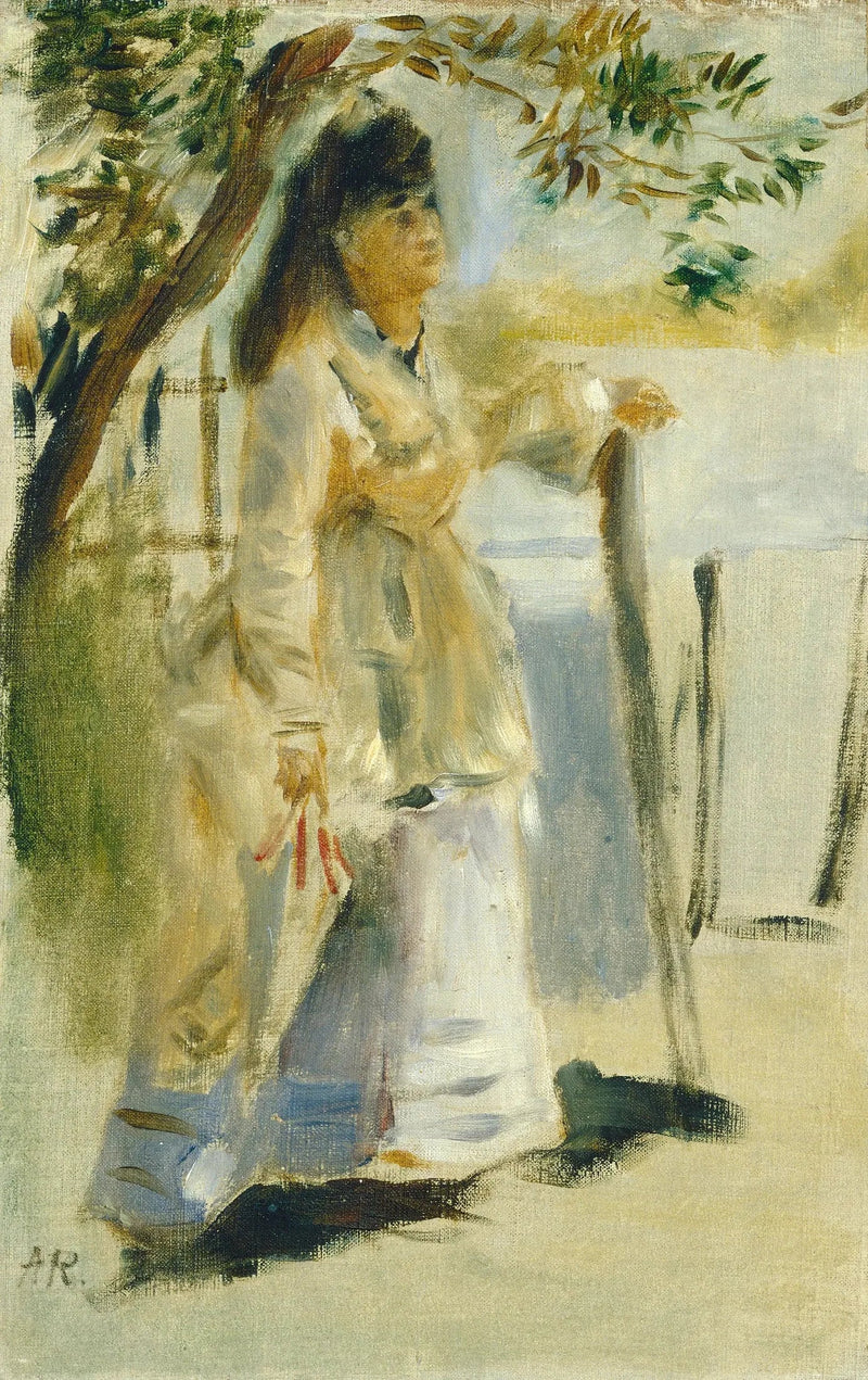 Frau neben einem Zaun - Pierre-Auguste Renoir