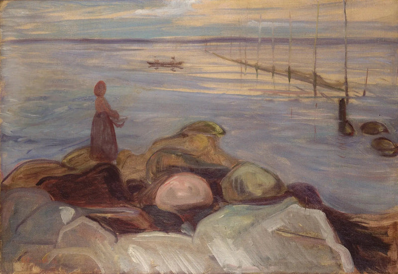 Frau nahe dem Meer in Åsgardstrand - Edvard Munch