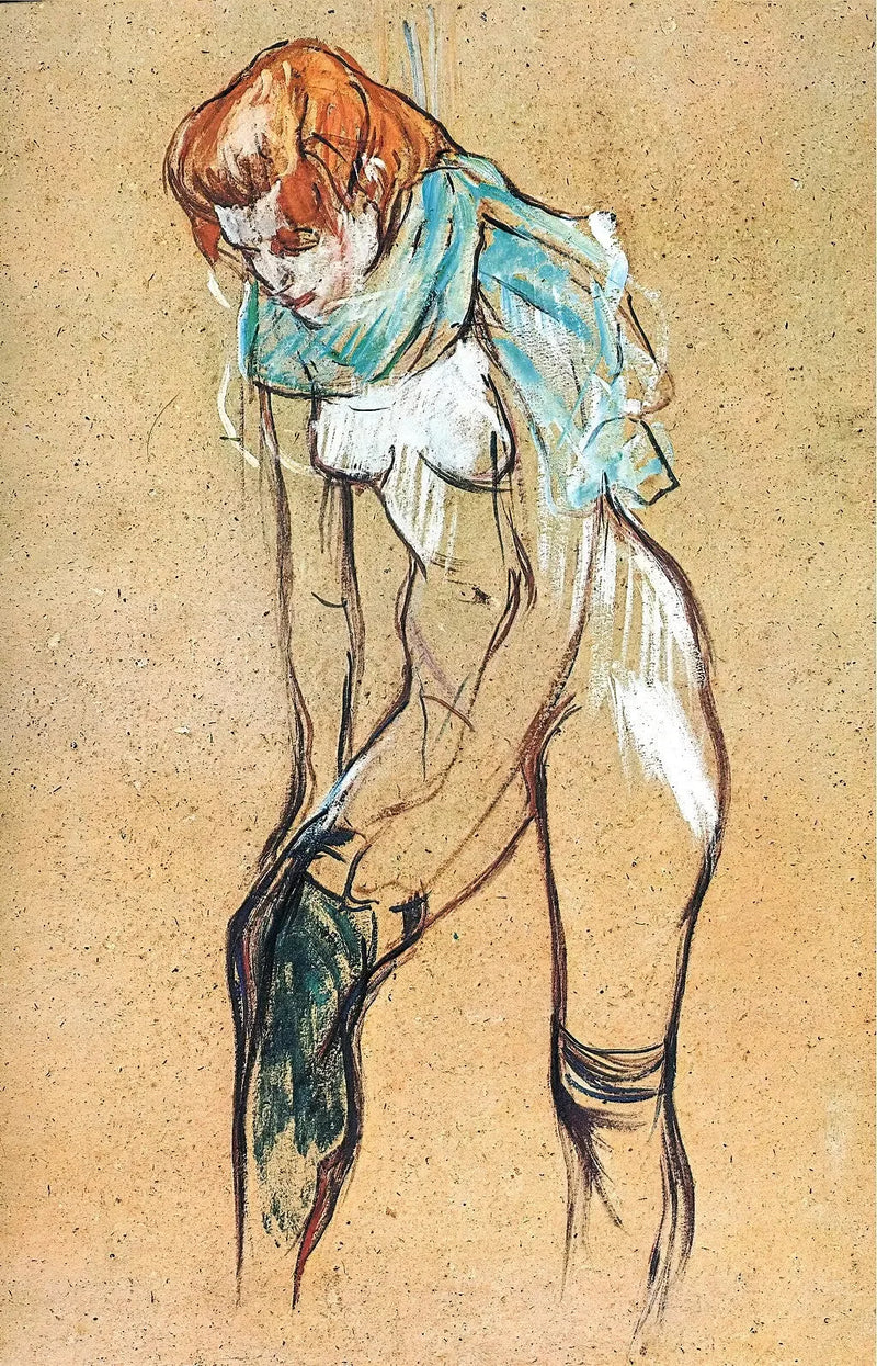 Frau, die ihren Strumpf zieht - Henri de Toulouse-Lautrec