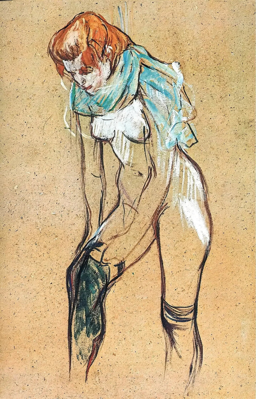Frau, die ihren Strumpf zieht - Henri de Toulouse-Lautrec